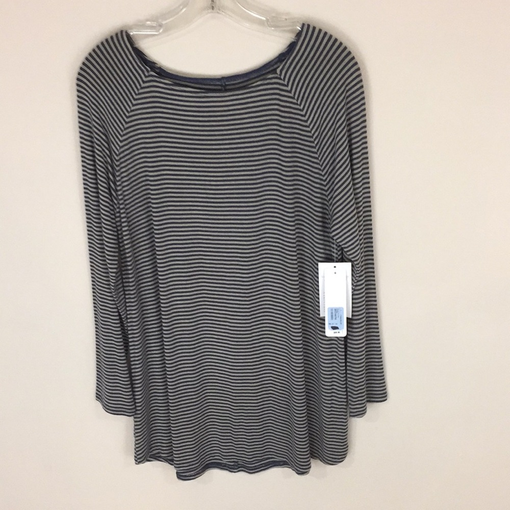 Soft Surroundings Lila Tunic Oatmeal Striped Long Sleeve Top Size PM NWT